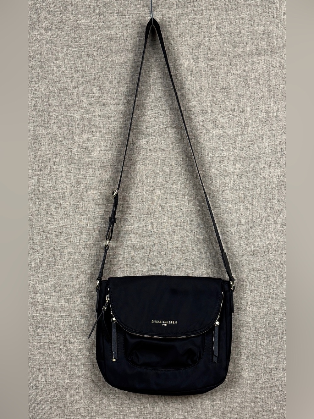 Karl Lagerfeld Paris Cara Black Nylon Messenger Crossbody Bag